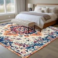 thumbnail image 4 of 5'x7' Area Rugs, Boho Orange Blue Indoor Outdoor Area Rug for Living Room Bedroom, Boho Vintage Geometric Ethnic Art Washable Bathroom Rugs Kitchen Floor Carpet Mats Home Decor Aesthetic, 4 of 8