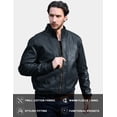 thumbnail image 4 of WenVen Men's Leather Jacket Fleece Lined Bomber Faux Leather Jacket Blue 2XL, 4 of 7