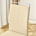 thumbnail image 3 of JUFU Dining Chairs Set of 4, Beige Faux Leather Upholstered Side Chairs with Chrome Metal Base, Modern Dining Room Chairs for Kitchen & Living Room, 3 of 8
