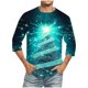 thumbnail image 1 of Camisas de Manga Larga para Hombres Imprimir Casual Cuello Redondo Blusa de Manga Corta, Camisas de Lino para Hombres, 1 of 1