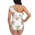thumbnail image 6 of Yiaed Mardi Gras Carnival1 Print Women One Piece Swimsuits Tummy Control One Shoulder Bathing Suits Pattern Ruffle Swimwear-XX-Large, 6 of 8