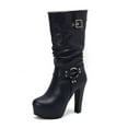 thumbnail image 5 of Mostsola Boots for Women Platform Heeled Mid Calf Punk Boots Pull on Wide Calf Tall Boots, 5 of 9