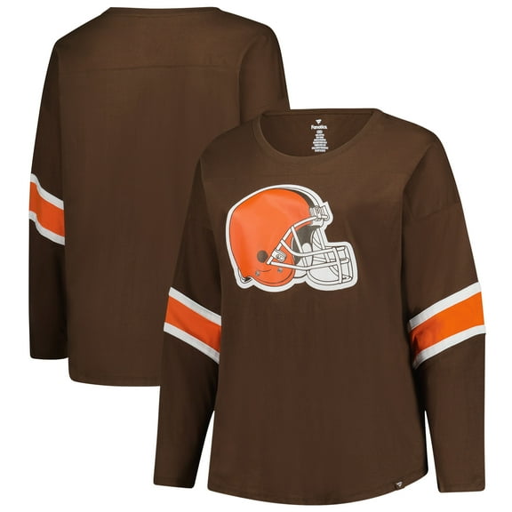 Women's Fanatics Brown Cleveland Browns Plus Size Redzone 3/4-Sleeve Scoop Neck T-Shirt