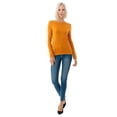 thumbnail image 4 of Simply Fashion Basic Round Crew Neck Long Sleeve T-Shirts - Stretch Cotton Spandex D.Mustard-Large, 4 of 4