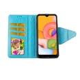 thumbnail image 2 of Flower on Blue Case for Samsung Galaxy A01 Wallet Cover Flap Magnetic Closure Snap-on Book Style Cases Card Holders Folio Standing Wrist Strap Fashion Flip Pu Leather, 2 of 2