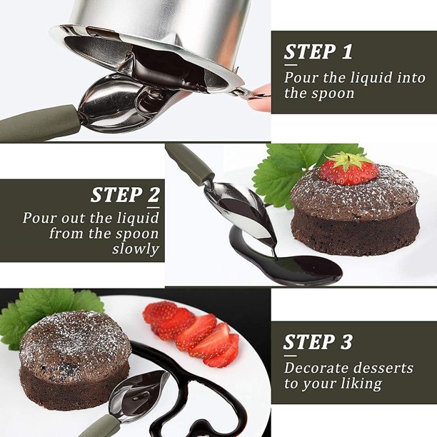 2 piezas de cucharas de dibujo, cucharas de postre decorativas, cuchara de Chocolate para pastel de acero inoxidable, cucharas de lápiz con caño cónico Banban