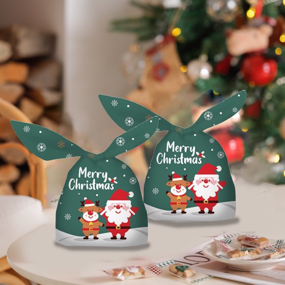 PEONAVET Candy Pouch Christmas Ears Packaging Bag Candy Bag 50 Pcs Souvenir Gift Bag Baking Packaging Candy Snacks Bag Party Supplies Decoration