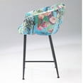 thumbnail image 3 of Benjara 26 Inch Counter Stool Chair, Botanical Floral Print Blue Velvet, Black Legs, 3 of 5