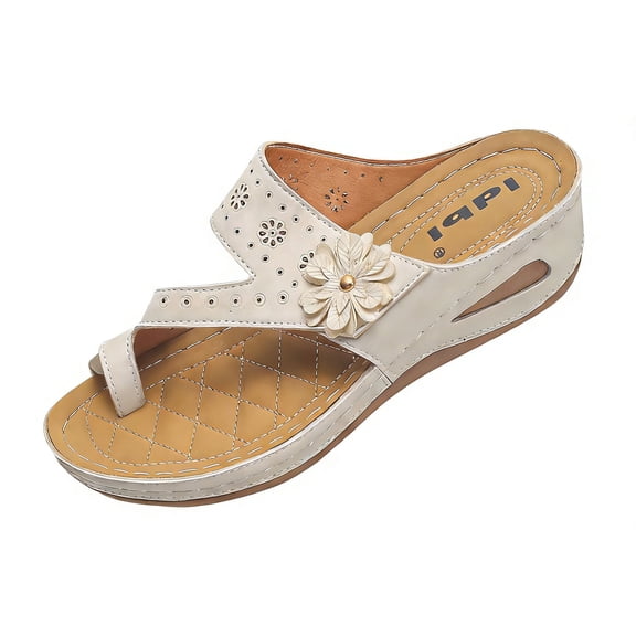 Wensltd Sandals for Women Wedge Wide Width Casual Multi Color Comfortable Spring Summer Outdoor Soft Soled Sandals White