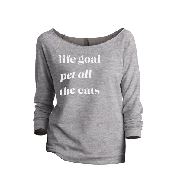 Thread Tank Life Goal Pet All The Cats Women's Fashion Slouchy 3/4 Sleeves Raglan Sweatshirt Sport Grey Small