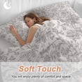 thumbnail image 4 of 3 Piece Farmhouse Flower Duvet Cover Set Queen Size, Microfiber Comforter/Quilt Cover with Corner Ties and 2 Pillowcases, Botanical Vintage Grey Leaf Plant All Season Soft Bedding with Zipper Closure, 4 of 8