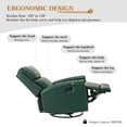 thumbnail image 4 of Genuine Leather Swivel Rocker Recliner, Manual Glider Recliner Chair with Adjustable Backrest & Footrest, Modern Home Theater Lounge Sofa Armchair for Living Room Bedroom Green, 4 of 9