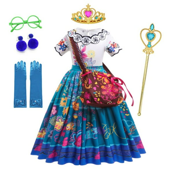 Vestido de princesa Mirabel de Disney para niñas, traje de Encanto para Cosplay, Carnaval, fiesta de cumpleaños, disfraz de Encanto para niños y bolsa