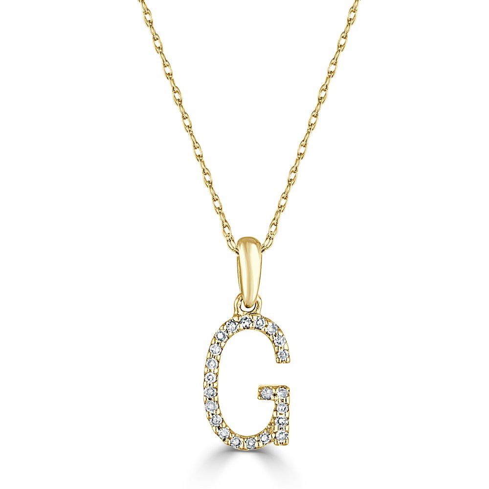 Sabrina Designs - Diamond Initial Letter G Pendant Necklace 14K Gold 1/