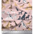 thumbnail image 1 of Soimoi Pink Georgette Viscose Fabric Mix Dog Print Sewing Fabric Yard 44 Inch Wide, 1 of 3