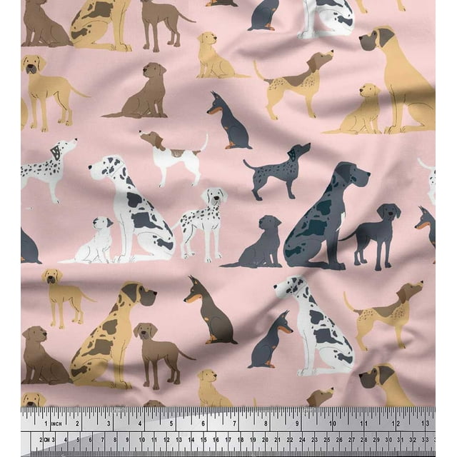 Soimoi Tissu Crêpe polyester Rose Mélange Tissu pour Chien Imprimés au Mètre 42 Pouces de Large