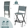 thumbnail image 3 of Costway Set of 2 Outdoor Bar Chair Folding Bar Height Stool with Metal Frame Blue, 3 of 7