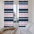 thumbnail image 4 of Navy Blue Pink Striped Kitchen Curtains, Gradient Horizontal Lines Light Filtering Window Curtain Panels, 2Pcs Rod Pocket Window Treatments Set for Living Room Bathroom Bedroom 52x72 Inches, 4 of 9