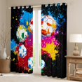 thumbnail image 2 of Feelyou Cartoon Soccer Kids Curtains Pack of 2 (42x84 Each), Football Rugby Lover Curtains Blackout, Watercolor Splatter Art Bedroom Curtains, Blackout Curtains Room Decor, 2 of 6