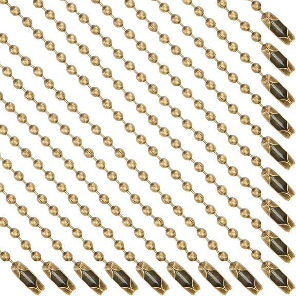 1 Box 100Pcs 4"/100mm 2mm Bronze Stainless Steel Ball Chain Bulk Beaded Ball Keychain Necklace Adjustable Metal Beads Short Dog Tag Chains with Connector DIY