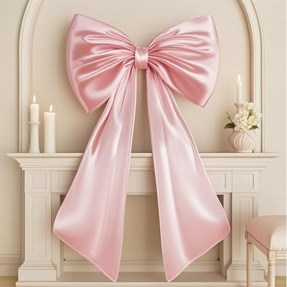 Large Pink Bow for Coquette Room Decor, 40x24 In Satin Ribbon Tie Coquette Birthday Decorations, Giant Pastel Pink Hanging Wall Decor for Ballerina Girl Just Want to Be One (Intern