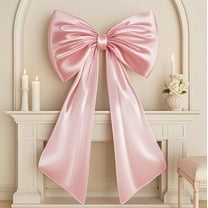 Large Pink Bow for Coquette Room Decor, 40x24 In Satin Ribbon Tie Coquette Birthday Decorations, Giant Pastel Pink Hanging Wall Decor for Ballerina Girl Just Want to Be One (Intern