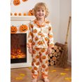 thumbnail image 3 of RUINIXCW Toddler Baby Girl Boy Halloween Silk Stain Pajamas Set Girls Boys Fall Winter Sleepwear Pumpkin Button Down Collar Long Sleeve Shirt Pants, 3 of 10