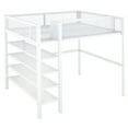thumbnail image 5 of Full Size Loft Bed with 4-Tier Shelves and Storage Heavy Metal Loft Bed Frame with Ladder and Safety Guardrail for Boys,Girls,Teens, White, 5 of 9