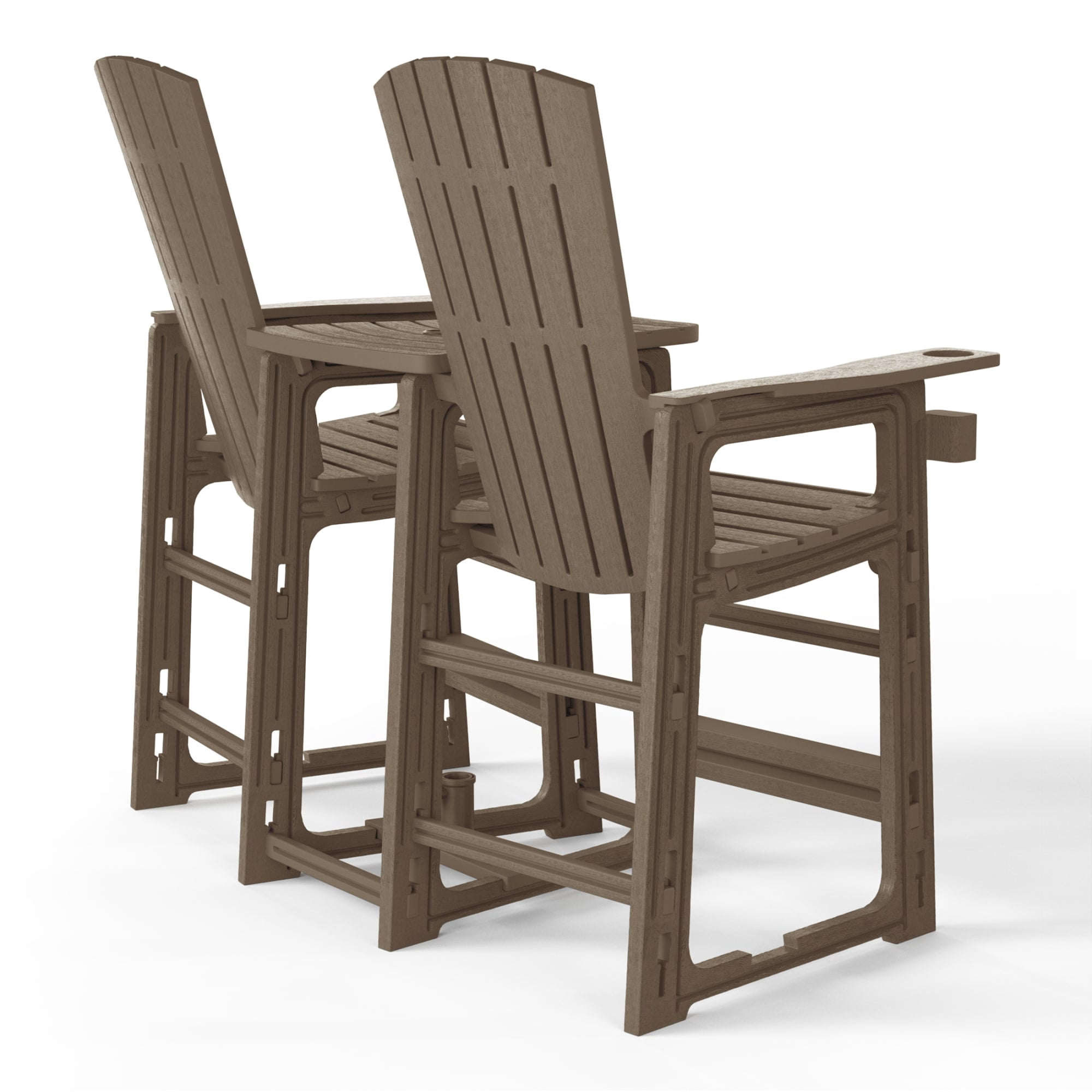 WestinTrends Azura Outdoor Tall Adirondack Chairs With Connecting Table Tray (Set of 2), Weathered Wood