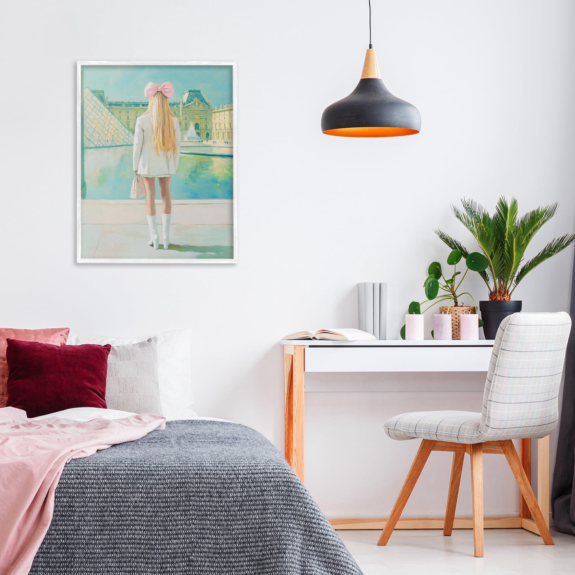 Stupell Industries Girl In Paris Observing White Framed Giclee Art, design by The Prints Vibe