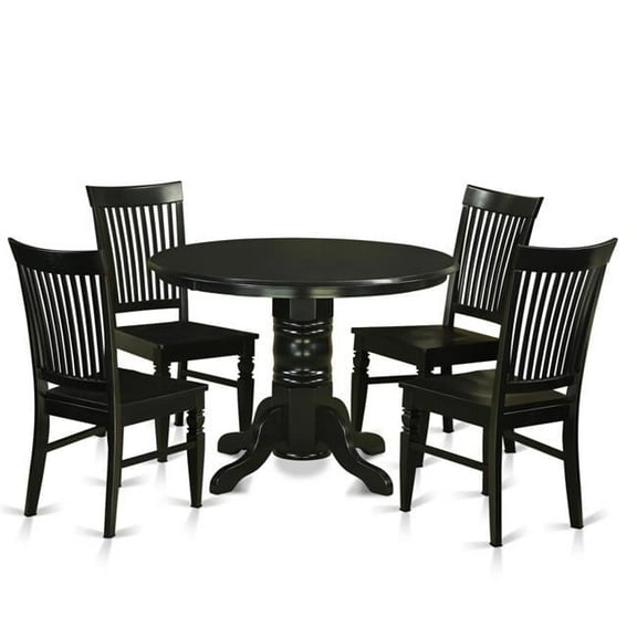 East West Furniture SHWE5-BLK-W Small Kitchen Table Set - Kitchen Table & 4 Chairs, Black - 5 Piece