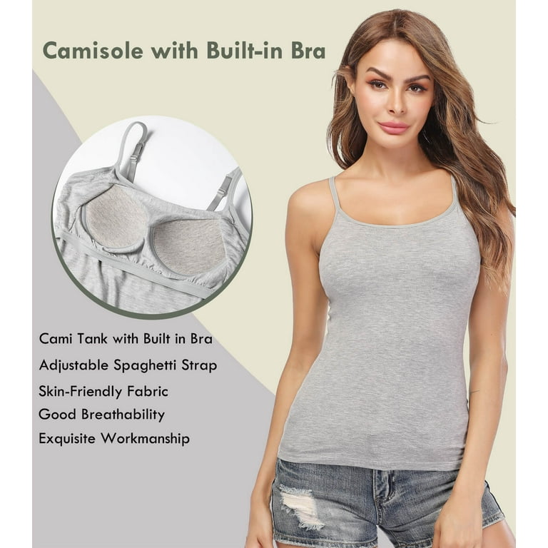 Vaslanda Camisoles for Women with Built in Bra Adjustable Strap