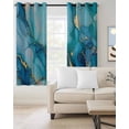 thumbnail image 2 of Modern Turquoise Blackout Curtains 84 Inches Long, Abstract Teal Gold Marble Textured Thermal Insulated Black Out Curtains, Darkening Window Curtain Drapes for Bedroom Living Room 52"x84" 2 Panels, 2 of 8