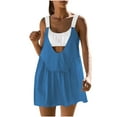 thumbnail image 2 of Meichang Robe de Tennis pour Femmes avec Soutien-Gorge Intégré Sans Manches Décontractée Dos Nu Robe de Golf Robe Athlétique Été Tendance Patchwork Mini Courte Robes d'Entraînement, 2 of 7