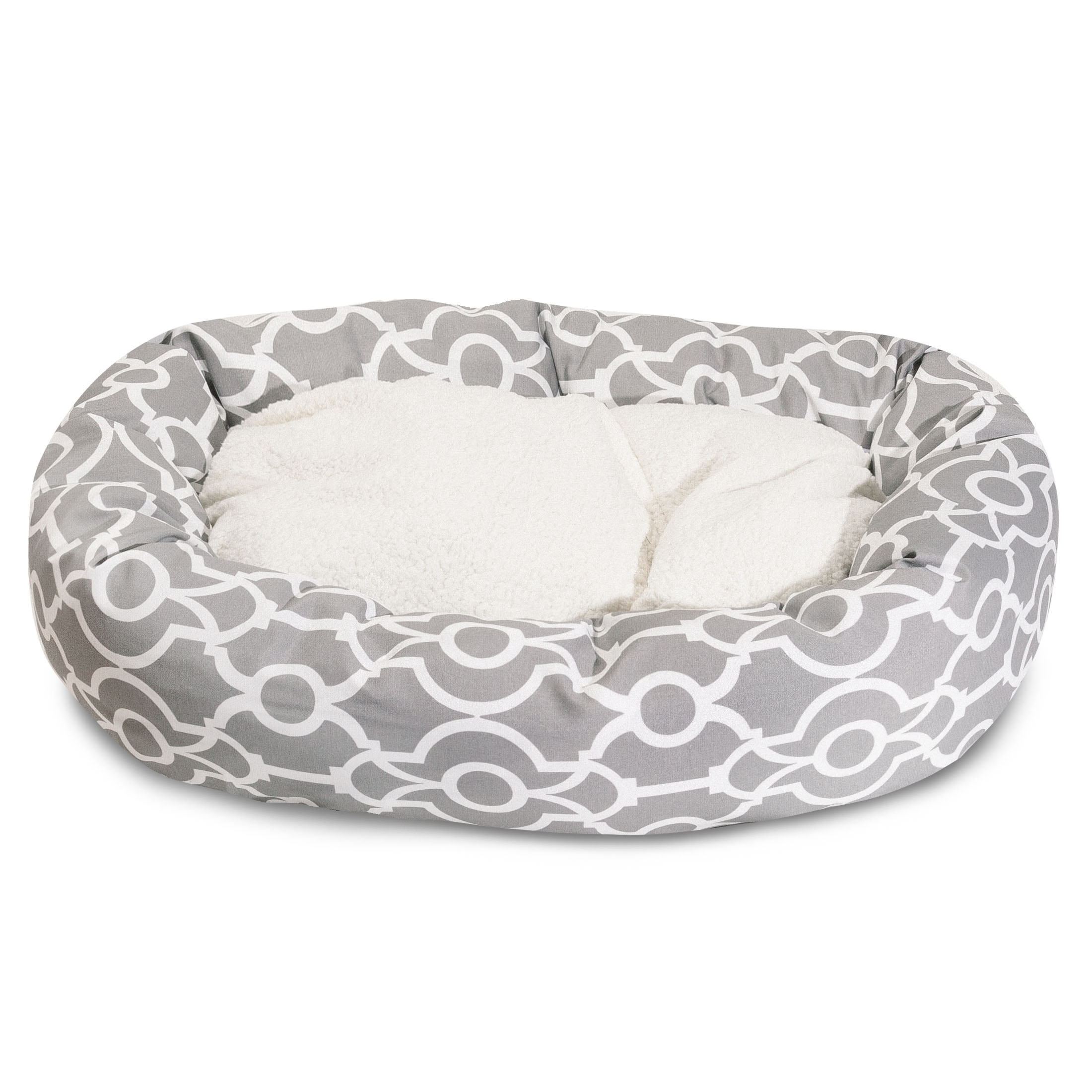 Majestic Pet Sherpa Athens Bagel Pet Bed for Dogs, Calming Dog Bed Washable, Medium, Gray