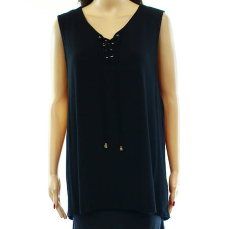 Vince Camuto NEW Black Lace-Up Women's Size XL Tank Cami Top Blouse