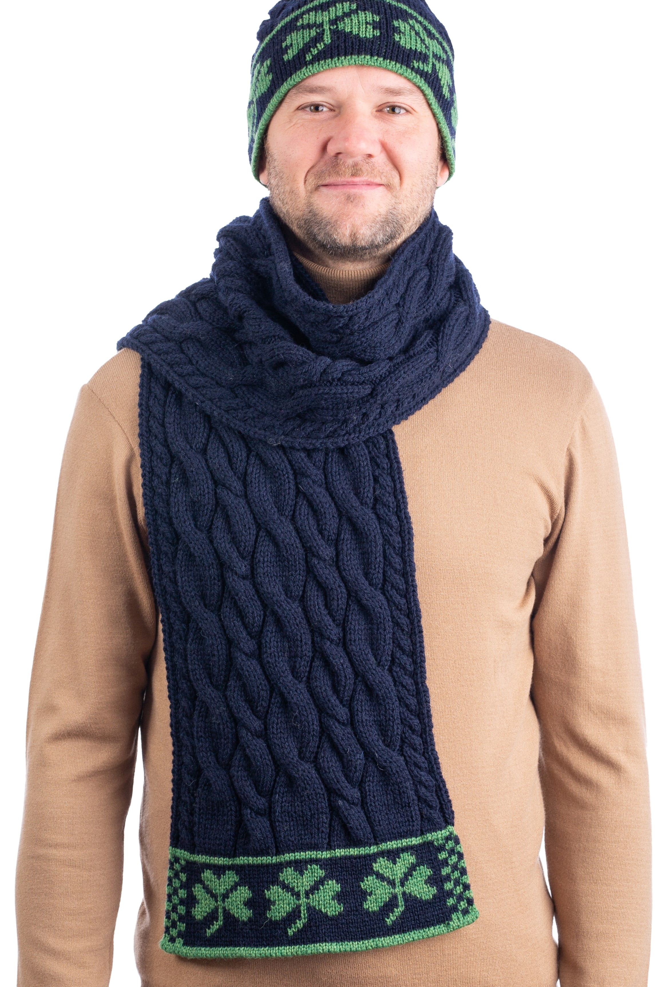 100% Super Soft Merino Cable Knit Long Thick Cold Winter Aran Scarf Charcoal