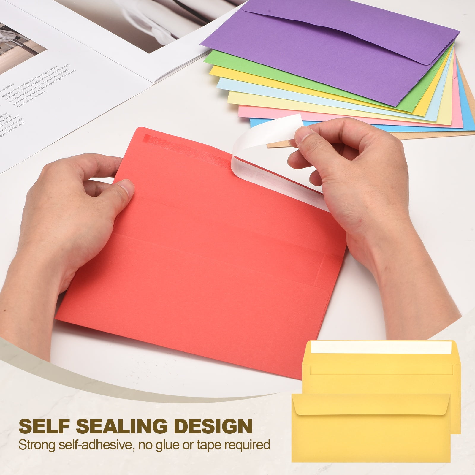 Uxcell 60 Pack Lemon Yellow #10 Business Envelopes, Colored Self Seal Letter Size
