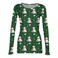 thumbnail image 5 of Womens Graphic Christmas Tops Round Neck Slim Fit Long Sleeve Shirts Ribbed Knit T Shirts Fall Winter Clothes, 5 of 6