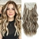 thumbnail image 1 of Extensiones de cabello FLIACE con clip, 6 unidades, extensiones onduladas, color marrón claro y rubio ceniza, postizos gruesos que combinan bien extensiones de cabello (20 pulgadas, 6 unidades, marrón, 1 of 5