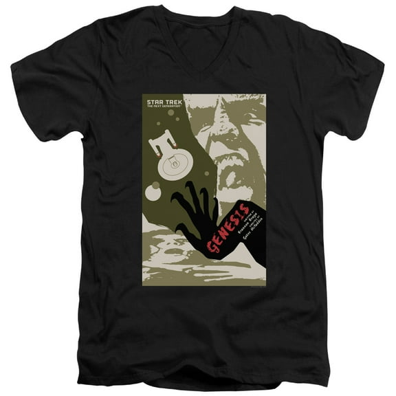Star Trek Tng Season 7 Episode 19 Adult V-Neck 30/1 T-Shirt Black