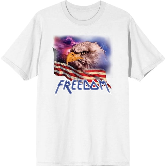 Americana Freedom Eagle Men's White Crew Neck Short Sleeve Tee-Medium