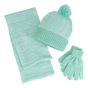 Berkshire Little Girls 3-Pc. Knitted Hat, Scarf & Gloves Set Mint Green Children's One Size