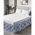 thumbnail image 4 of Navy Blue Boho Wrap Around Bed Skirts for Queen Bed 16" Drop,Bed Skirt with Adjustable Elastic Belt Dust Ruffle Bed Valance for Bedroom Hotel Ehtnic Abstract Art Modern Geometric Bed Frame Cover, 4 of 7