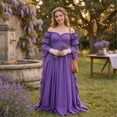 thumbnail image 5 of OIOLOYJM Medieval Renaissance Dress for Women Off Shoulder Victorian Gothic Witch Wedding Costume Dress Comfortable Fashion Elegant Cosplay Dress Purple S, 5 of 6