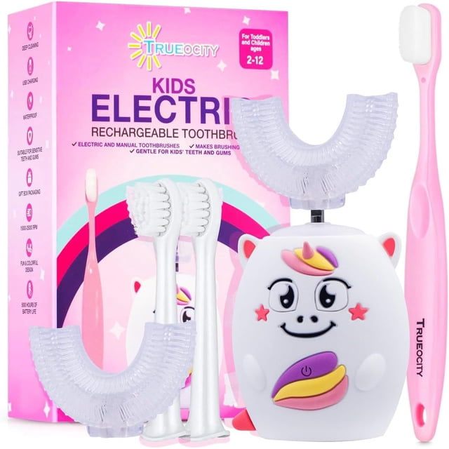 Cepillo de dientes eléctrico Trueocity Kids en forma de U recargable rosa