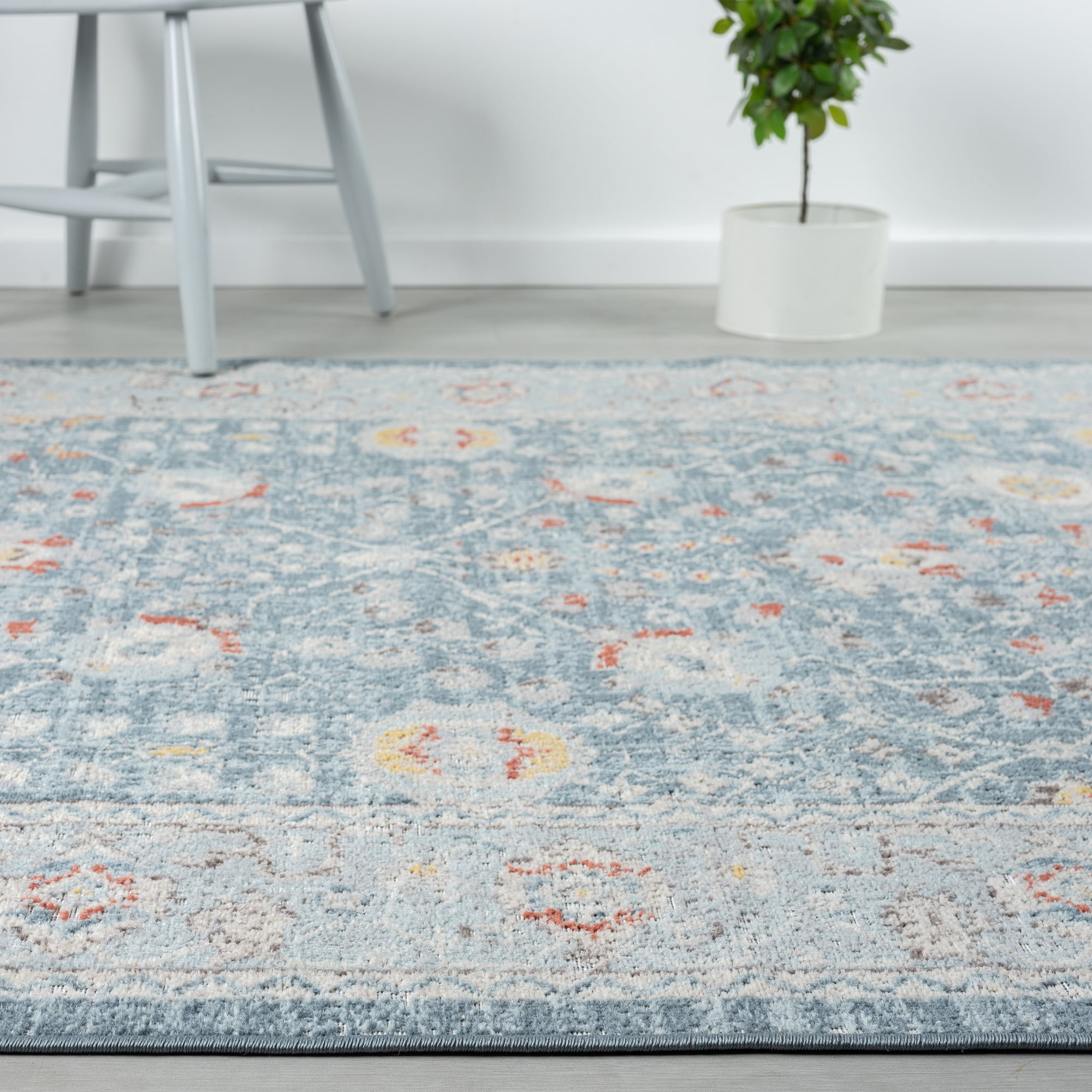 Ox Bay Blake 9' x 12' Indoor/Outdoor Area Rug, Blue/Rust Medallion, Durable and Easy Care