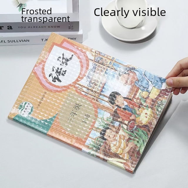 Funda de libro autoadhesiva, protección del medio ambiente, transparente, esmerilada, impermeable, para estudiantes de primaria y secundaria, funda de película para libro