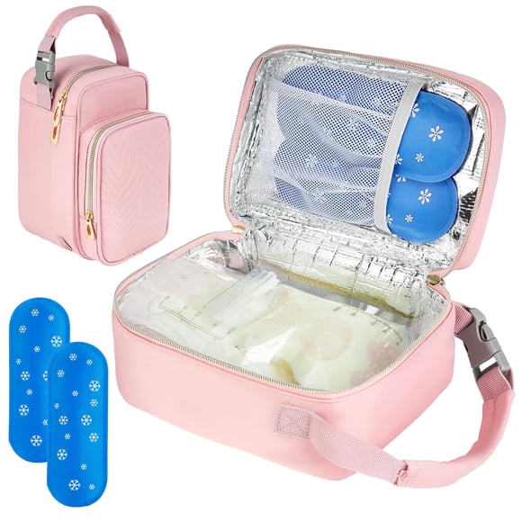 Bolsa Térmica de Viaje para Leche Materna ZIOZERTT con Paquete de Hielo Rosa