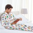 thumbnail image 6 of Naloa Hello Summer Cat Men’s Pajamas Set - Long Sleeve Button Down Sleep Shirt and Pajama Bottoms Sleepwear Set-XX-Large, 6 of 7